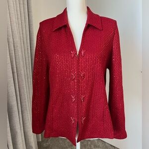 St. John Red Blazer with Skirt